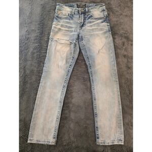 Salvage Havoc Straight Slim Fit Jeans Mens 30S Light Wash Distressed Buckle